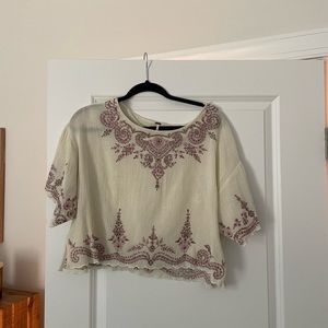 Free People Adriana woven tee - small